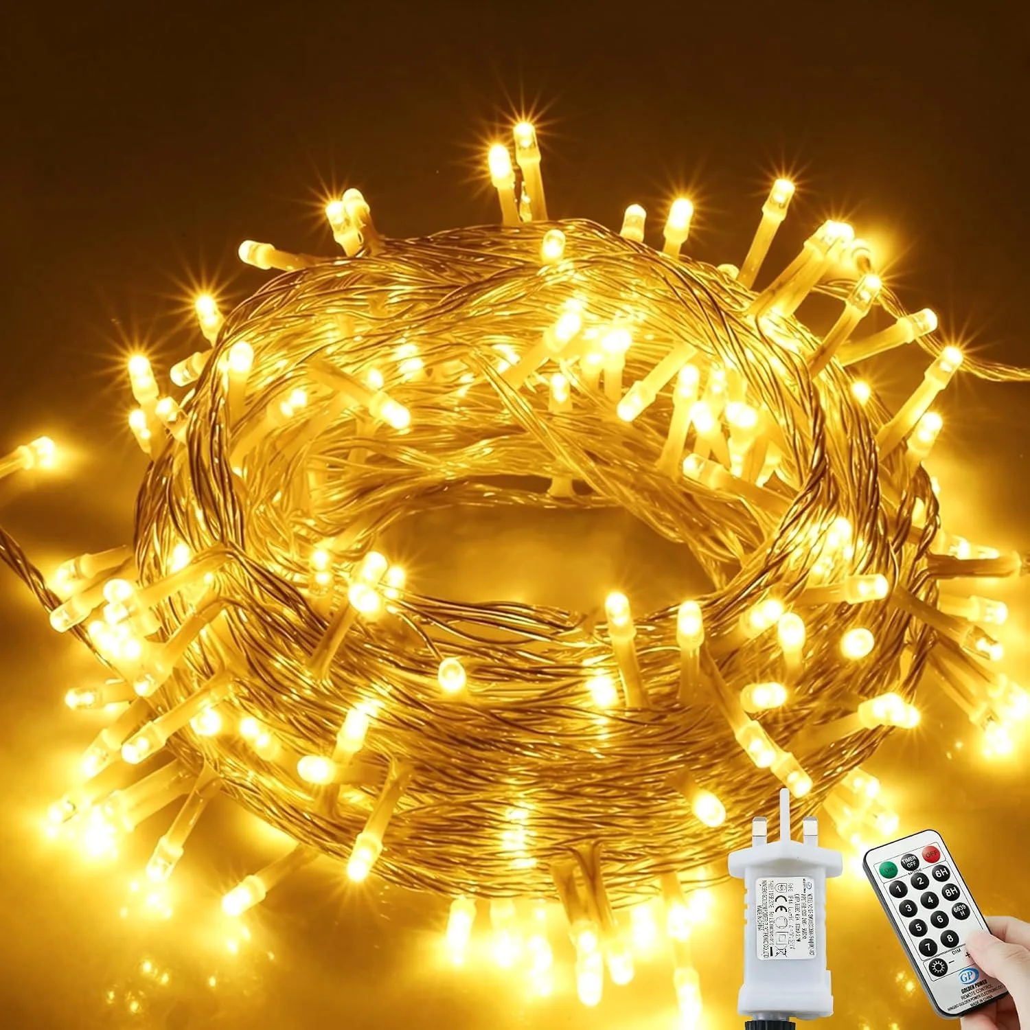 Fairy Lights Plug In 12m 39ft 120led Christmas Lights Warm White