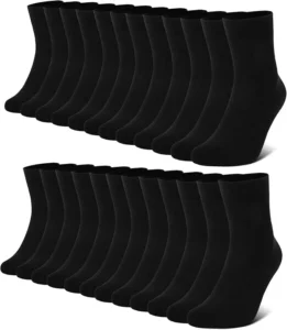 Falary 12 Pairs Black Mens Socks Plain Cotton Socks For Men And Women
