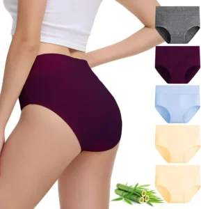 Falary Bamboo Underwear Women Knickers High Waisted Ladies Pants Briefs 5pk