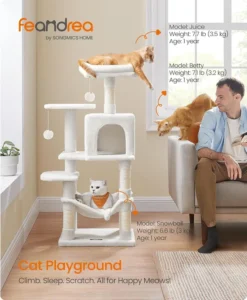 Feandrea Cat Tree Tower 112 Cm Multi Level Plush Cat Condo