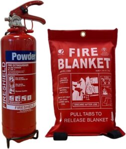 Fireshield Home Safety Pack 1kg Dry Powder Fire Extinguisher And 1m X 1m Soft Ca