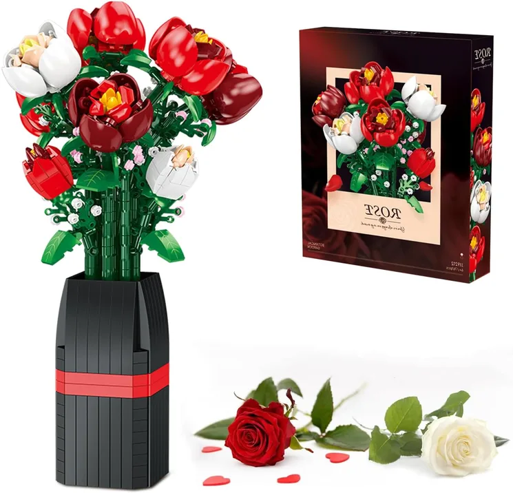 Flowers Rose Bouquet Building Set 761pcs Botanical Plant Toy For Adults 6