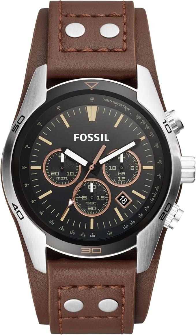 Fossil Coachman Watch For Men Quartz Chronograph Movement With Leather Strap