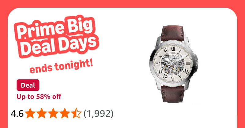 Fossil Grant Men S Automatic Watch With Off White Dial And Brown Leather Strap M