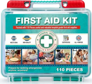 General Medi 110 Pieces Small First Aid Kit Hardcase First Aid Box Contains Prem