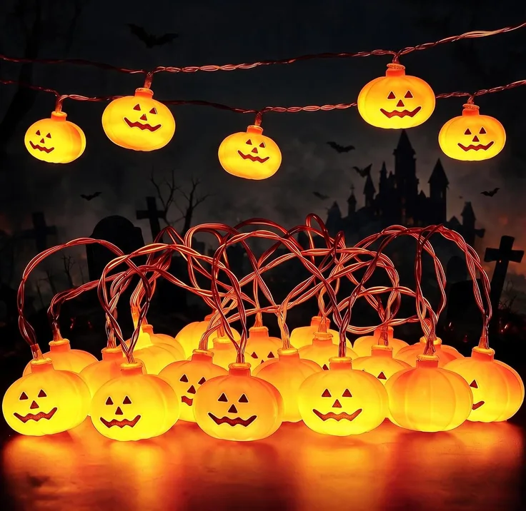 Halloween Lights 3m 20 Led Pumpkin Lights Battery Operated Waterproof Orange Hal