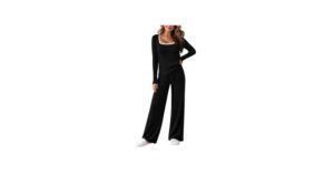 Haxun Womens Pyjamas Ladies Ribbed 2 Piece Loungewear Set Long Sleeve Square Nec