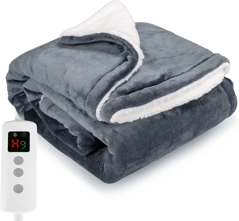 Heated Blanket Electric Throw 160x130cm Dark Grey Heating Blanket