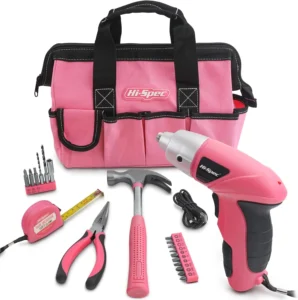 Hi Spec 20pcs 3 6v USB Cordless Electric Screwdriver And Home Tool Kit Pink