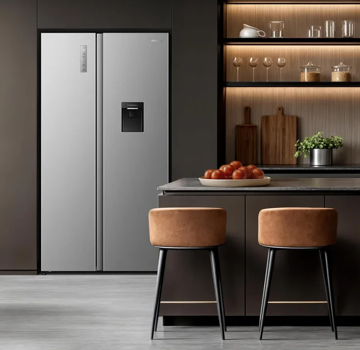 Hisense Pureflat 541l American Fridge Freezer Rs3p558nmid With Non Plumbed Water
