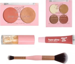 Holler And Glow Glowing Out Makeup 5 Piece Gift Set Eyeshadow Quad Blush And Hig