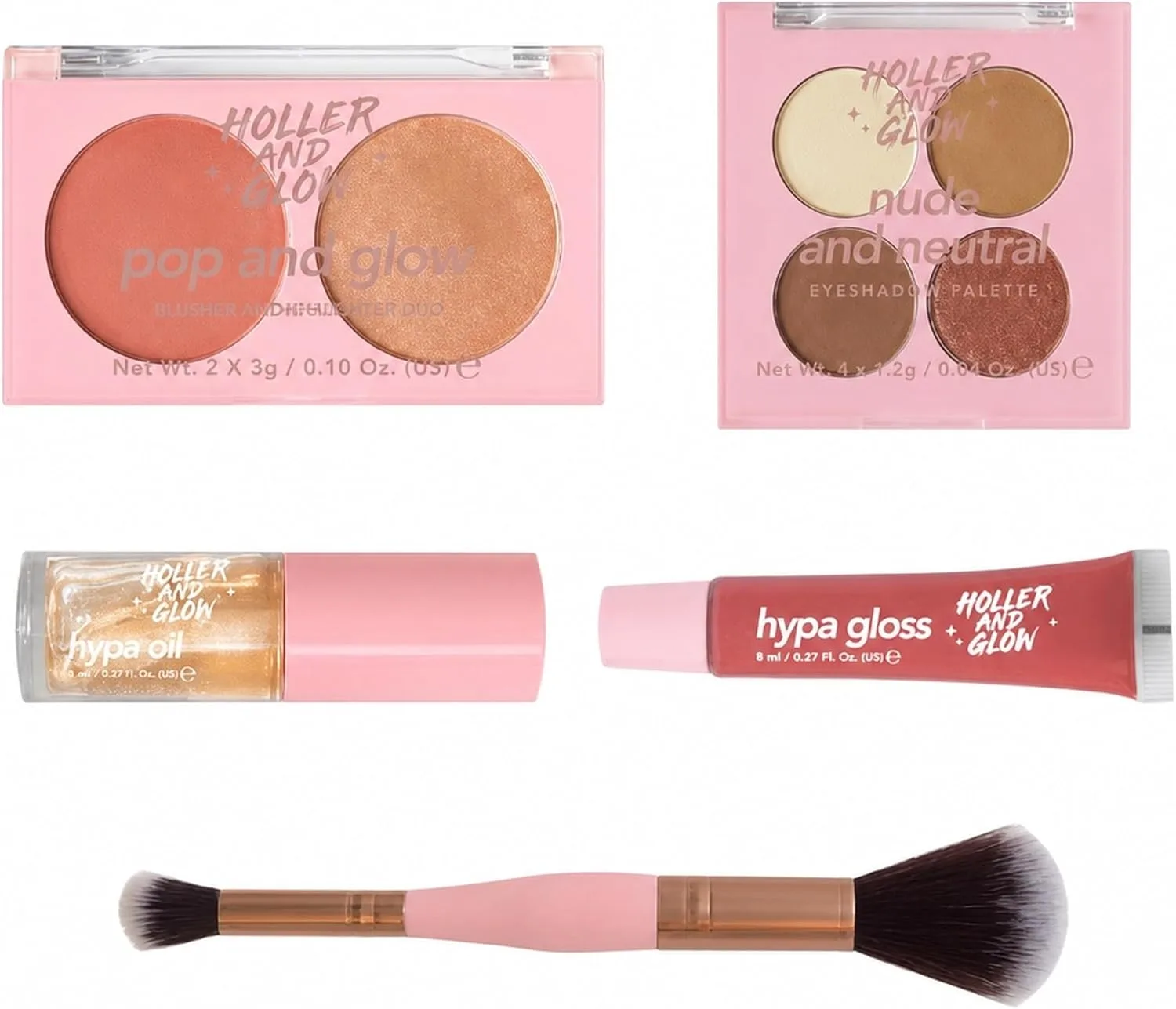 Holler And Glow Glowing Out Makeup 5 Piece Gift Set Eyeshadow Quad Blush And Hig