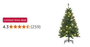 Homcom 4ft Christmas Tree Warm White Led Light Green