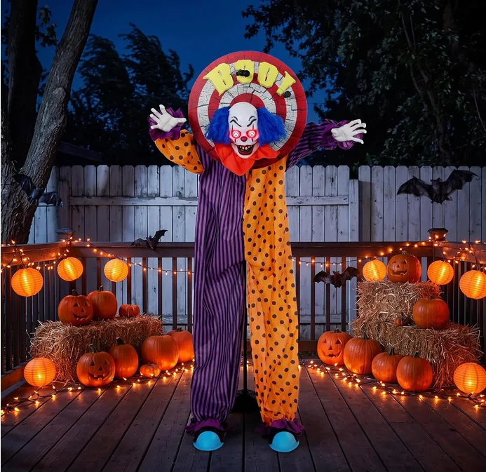 Homcom 66 167cm Life Size Scary Clown Halloween Animated Decoration