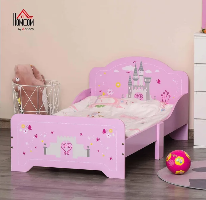 Homcom Kids Bed Princess Castle Toddler Bed 3 6 Years Pink 143 X 73 X 60 Cm