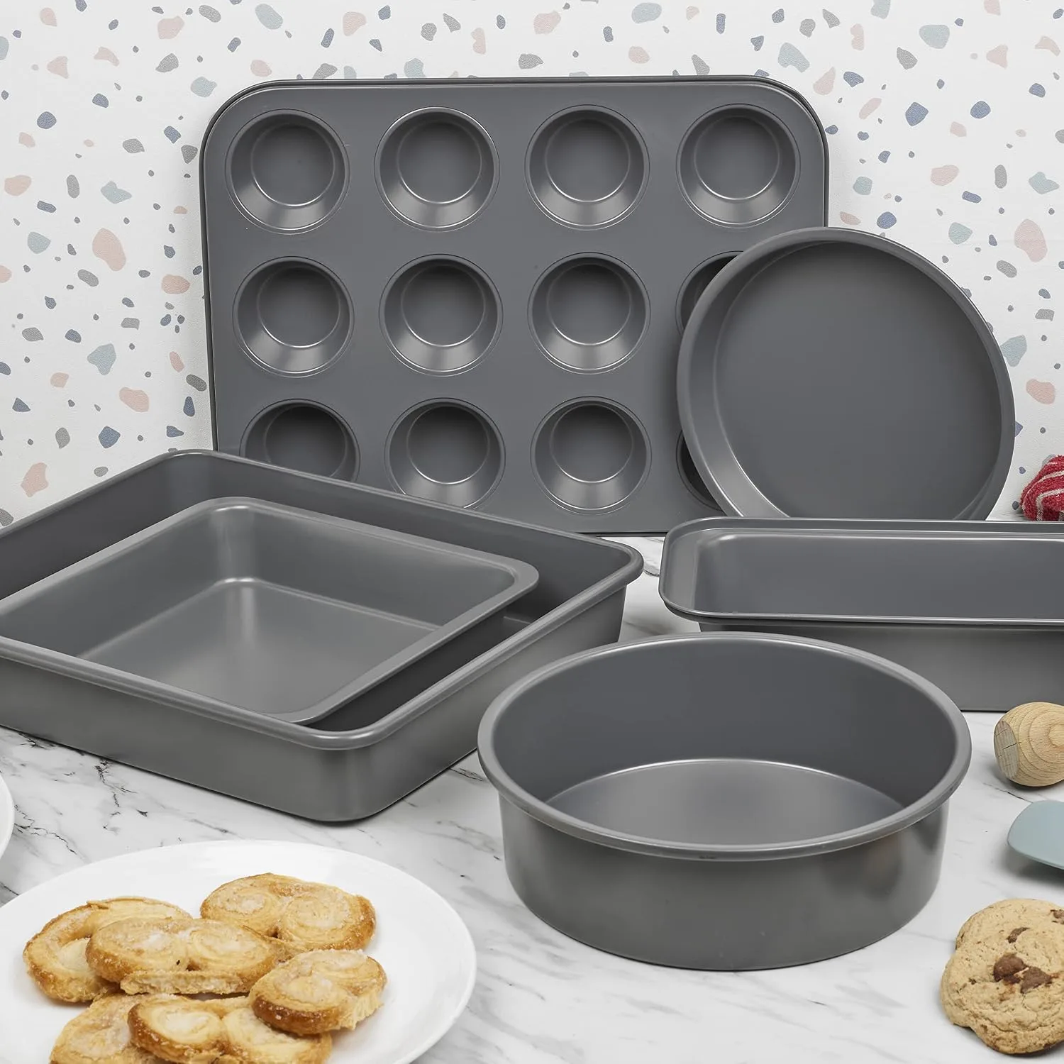 Homiu Baking Tray For Oven Non Stick Set Of 6 Carbon Steel Baking Trays Dishwash