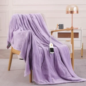 Homlyns Heated Throw Blanket 9 Heat Settings Purple 160 X 130cm