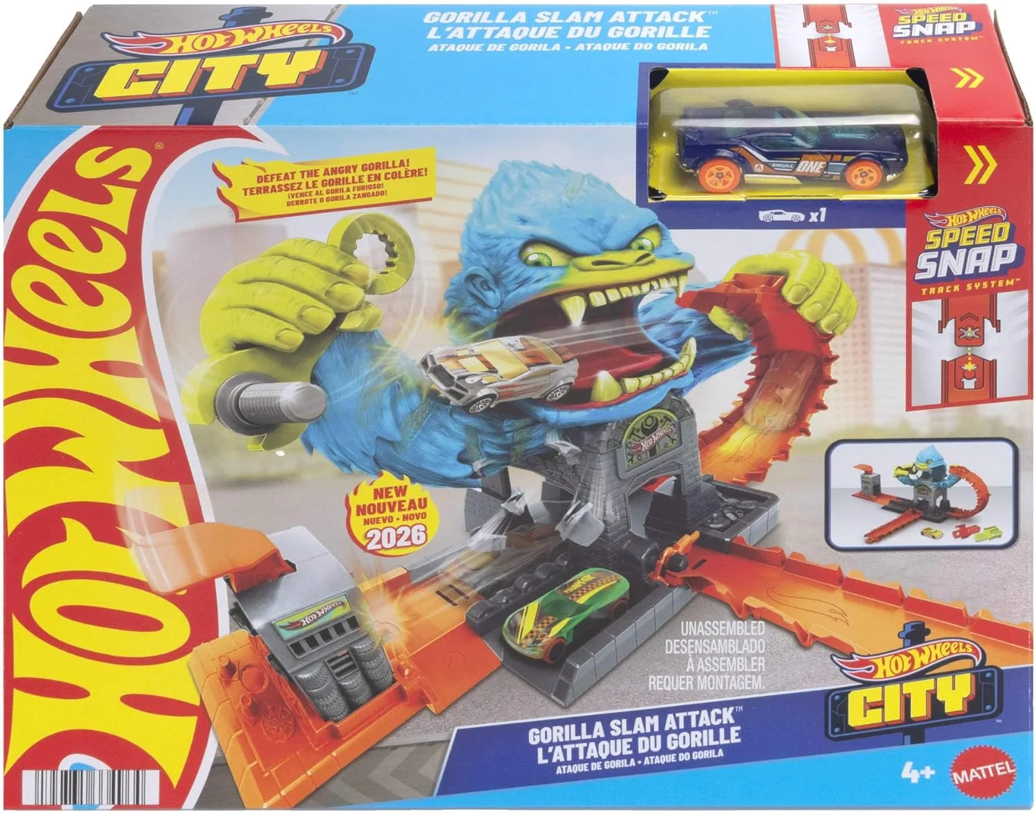 Hot Wheels City Gorilla Slam Attack Playset And 1 64 Scale Toy Car