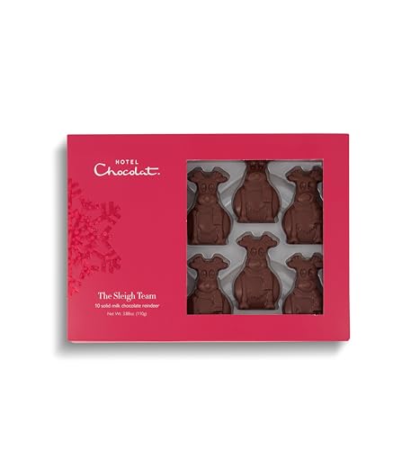 Hotel Chocolat The Sleigh Team 10 Solid Milk Chocolate Reindeer 110g Chocolate B