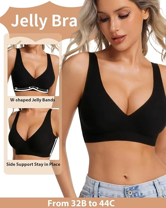 Howin Jelly Bras Gel Wireless Deep V Bra Seamless Tshirt Bralette For Women