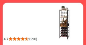 Ibuyke Wine Rack Freestanding Floor With Glass Holder Brown Tmj905h