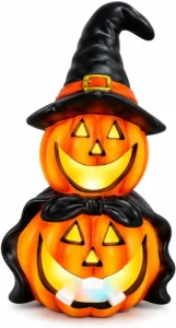 In Colour Changing Halloween Witch Pumpkin Ceramic Halloween Decoration