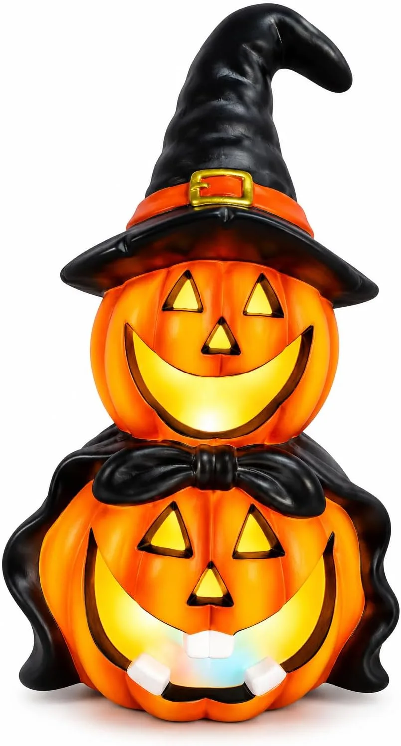 In Colour Changing Halloween Witch Pumpkin Ceramic Halloween Decoration