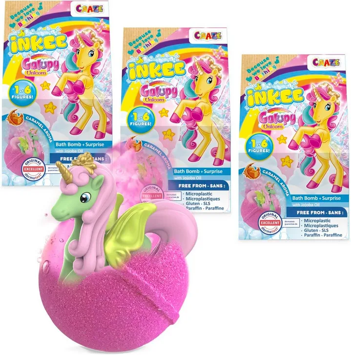 Inkee Galupy Unicorn Bath Bombs For Kids 3 Pack 3x 100g Bubble Bath Fizzers With