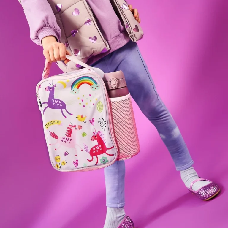 Ion8 Unicorns Design Lunch Bag Easy Access 3 Sided Zip Write On Name Patch Fresh