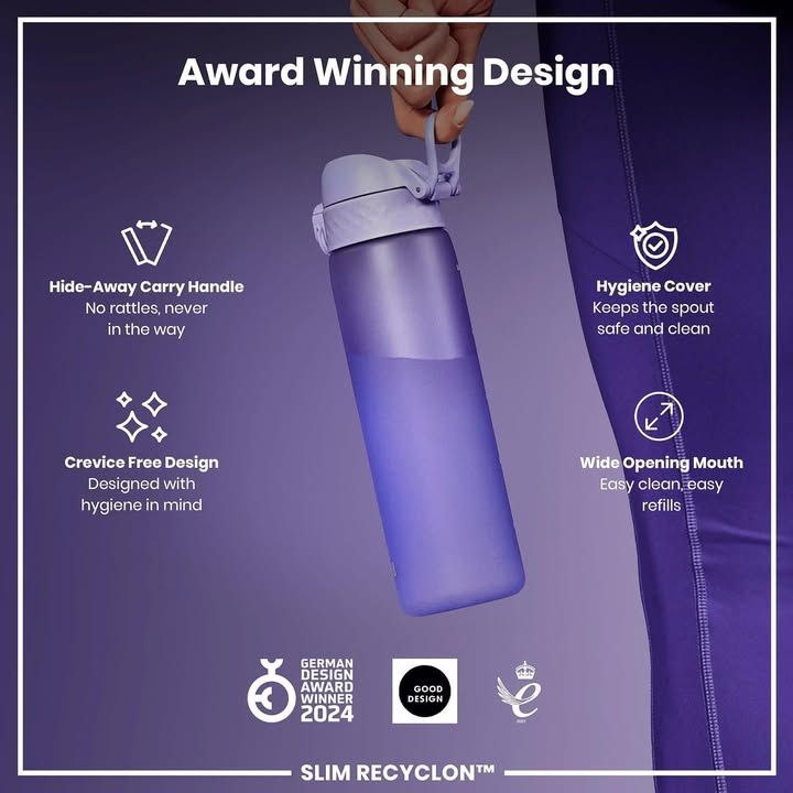 Ion8 Water Bottle 500 Ml 18 Oz Leak Proof Easy To Open Secure Lock Dishwasher Sa