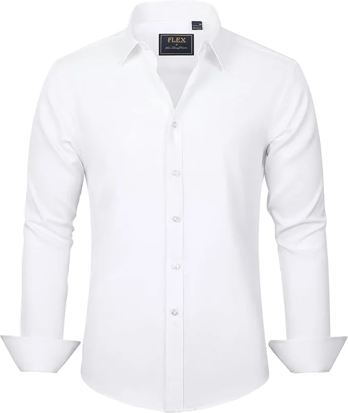 J Ver Men S Long Sleeve Stretch Dress Shirt Non Iron Casual Business Formal Shir