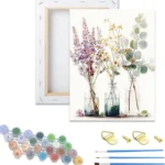 Jiqinsiye Adult Paint by Number Kits with Frame,Landscape Painting Kits on Canvas,Large Color by Numbers Watercolor Gifts for Friends Home Wall Decor (Flower)