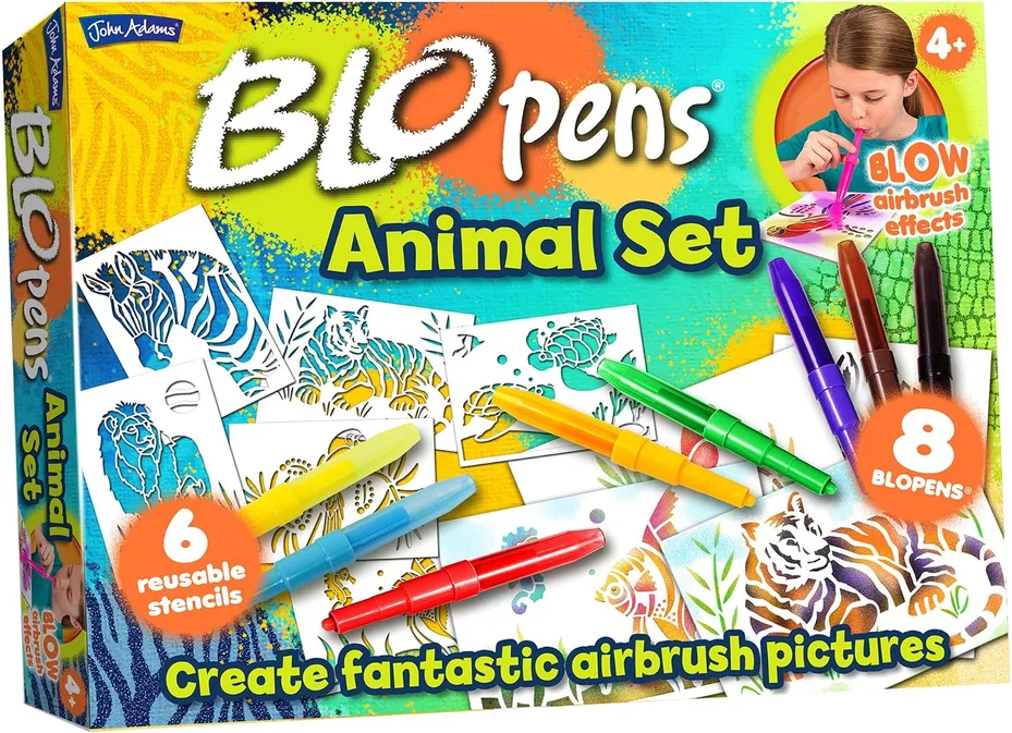 John Adams Blopens Animals Activity Set Contains 6 Reusable Stencils And 8 Blope