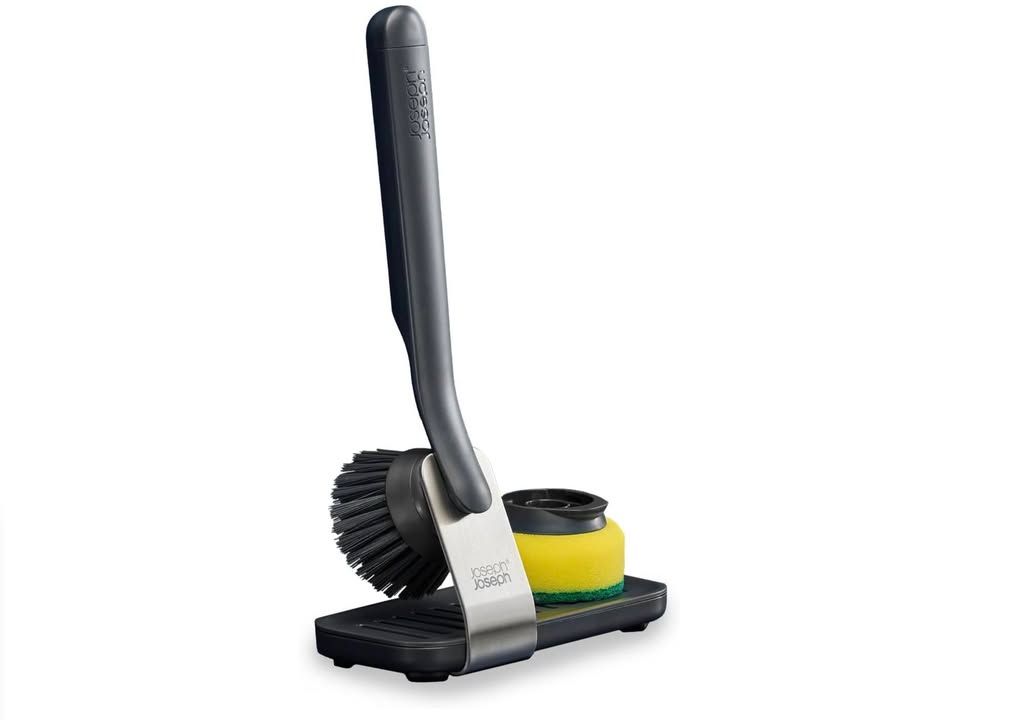 Joseph Joseph Sinktech Dish Brush And Sponge Set With Large Stainless Steel Stor