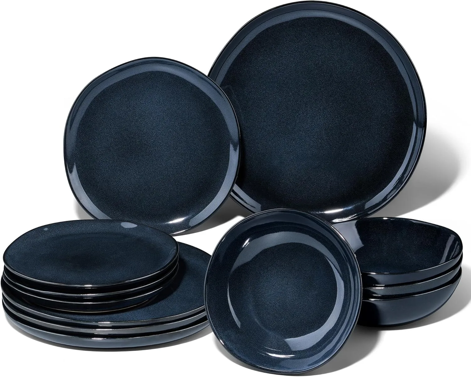 Joyfair 12 PCs Stoneware Dinner Set Service For 4 Nebulas Blue