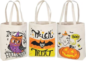 Joyin 3 PCs Halloween Large Tote Reusable Canvas Gift Bag For Trick Or Treat Par