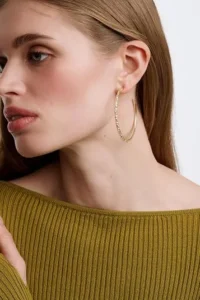 Karen Millen Crystal Sprinkle Large Hoop Earrings For Women