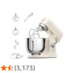 Kenwood kMix Calm Cream - Stand Mixer for Easy Baking, 5L Stainless Steel Bowl, Planetary Mixing, Metal Body, Variable Speed Control, 3-Piece Patisserie Set & Splash Guard, 1000W, Cream (KMX751ACR)