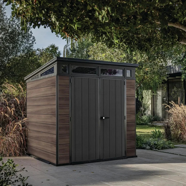 Keter Signature 7x7ft Pent Shed Rosewood Premium Weather Resistant Outdoor Stora
