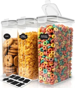 Kichly Cereal And Dry Food Storage Container Set Of 3 Bpa Free Plastic Airtight