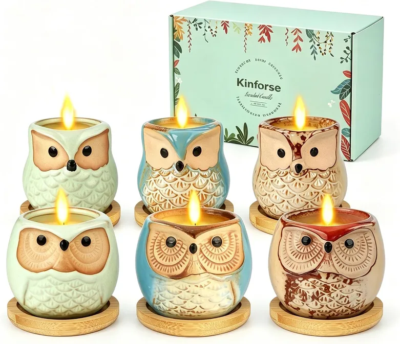 Kinforse Scented Candles Gifts For Women Owl Gift Set For Ladies Birthday