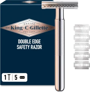 King C Gillette Double Edge Safety Razor For Men 1 Handle And 5 Platinum Coated