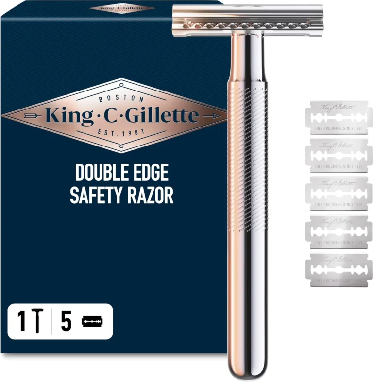 King C Gillette Double Edge Safety Razor For Men 1 Handle And 5 Platinum Coated