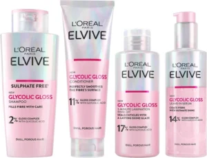 L Oreal Paris Elvive Glycolic Gloss Shampoo Conditioner And Treatment Set