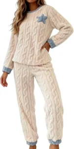 Ladies Fleece Pyjamas Warm Fleece Long Sleeve