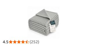 Lane Linen Flannel Fleece Throw Blanket 127 X 152 Mineral Soft Cozy Plush Blanke