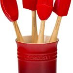 Le Creuset Classic Utensil Jar (1.1 L), Set of 4 Craft Spatulas, Cerise, 79003000600000