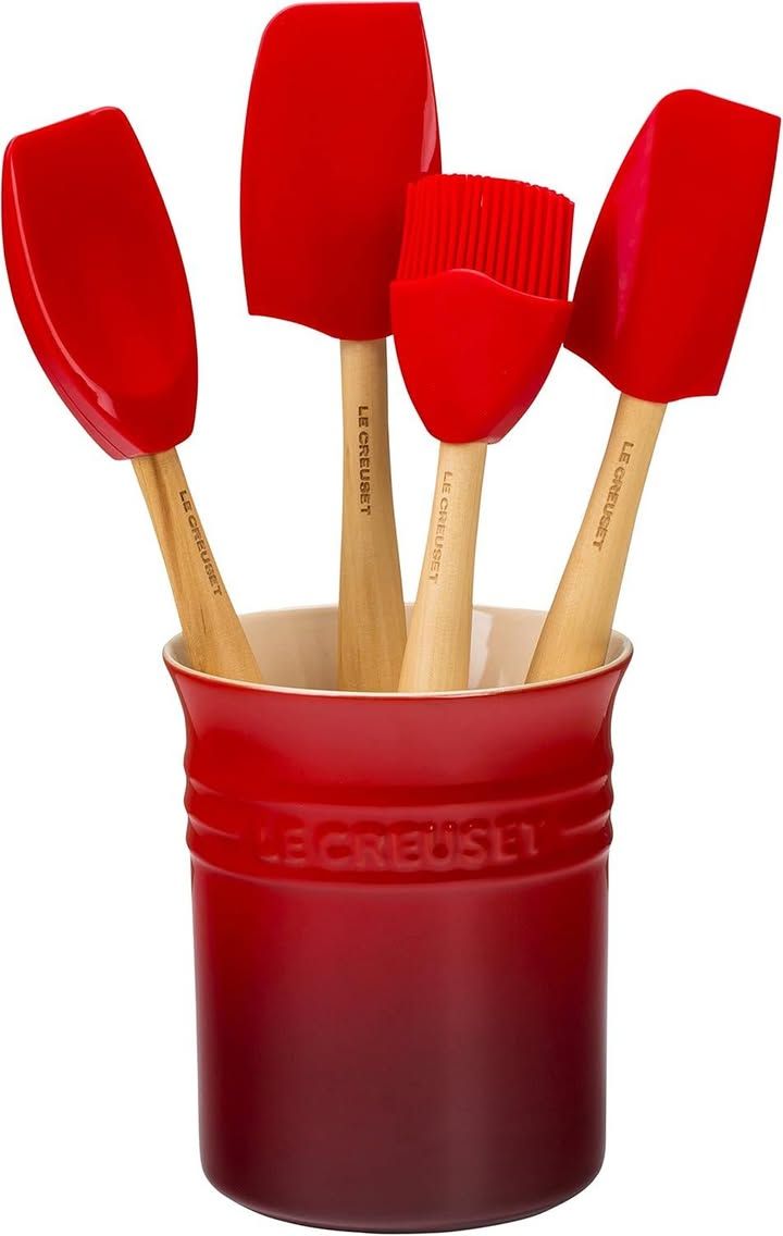 Le Creuset Classic Utensil Jar 1 1 L Set Of 4 Craft Spatulas Cerise 790030006000
