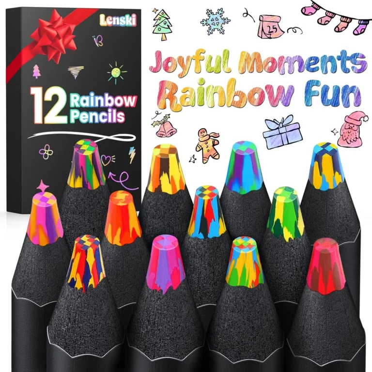 Lenski Rainbow Pencils 12 Colouring Drawing Pencils Stocking Fillers Kids