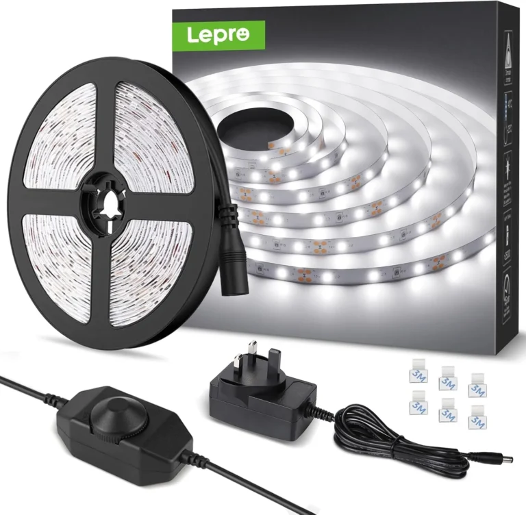 Lepro 5m Led Strip Light Cool White 6000k 1650lm 15w Dimmable Stick On
